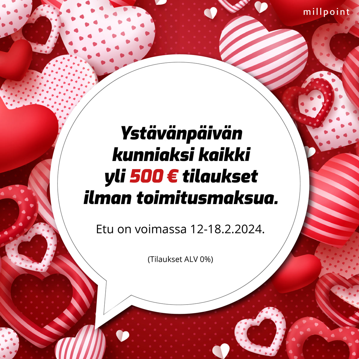 Ystävänpäiväviikon lahjana maksuton toimitus