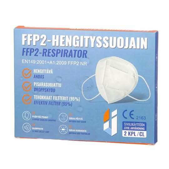 FFP2-hengityssuojain 2-pack valkoinen